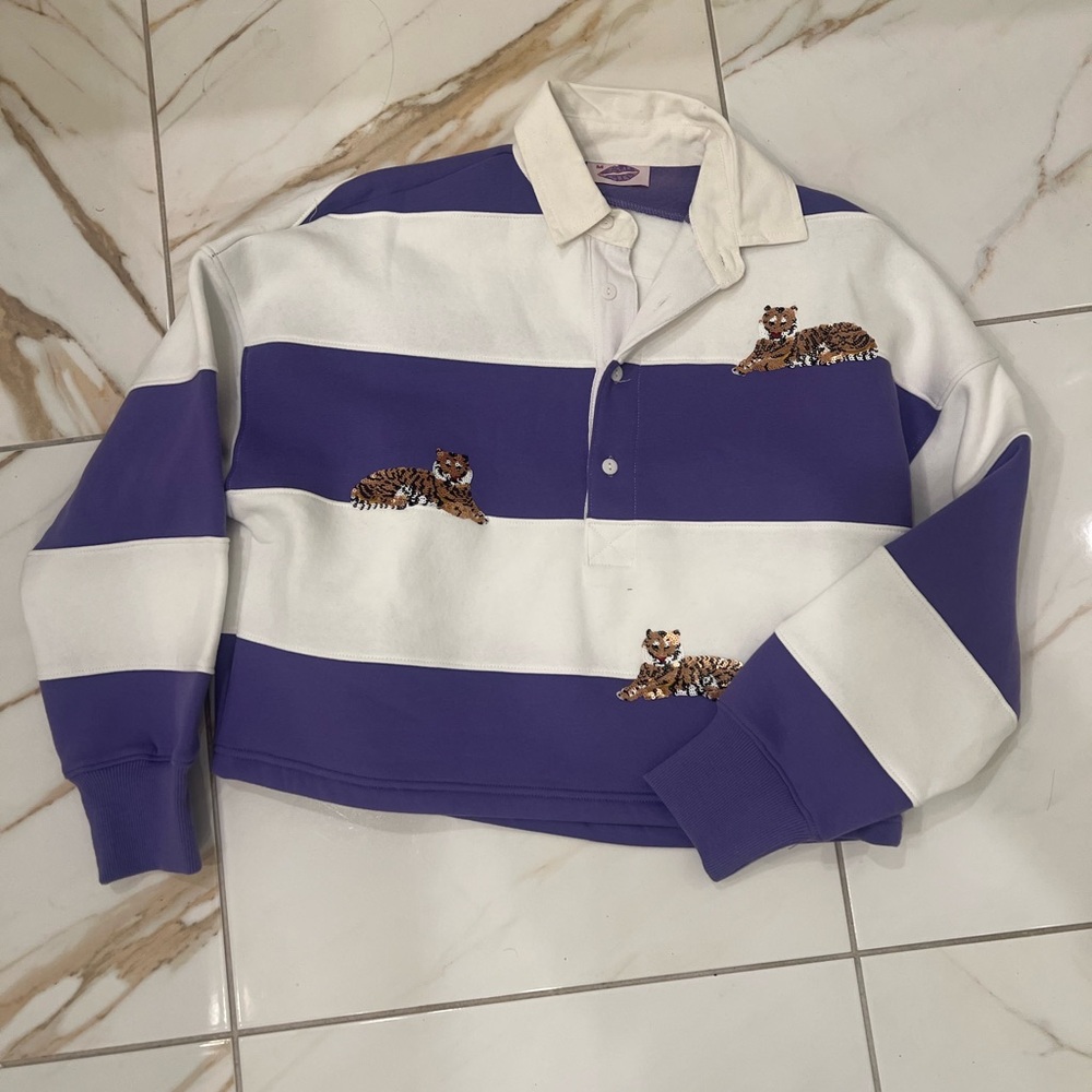 Sparkle City Tiger Purple and White striped rugby Shirt